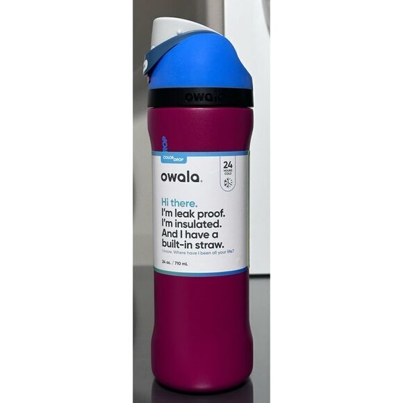 OWALA COLOR DROP “YES WE CRANBERRY” 24oz FreeSip Water Bottle - Picture 2 of 5